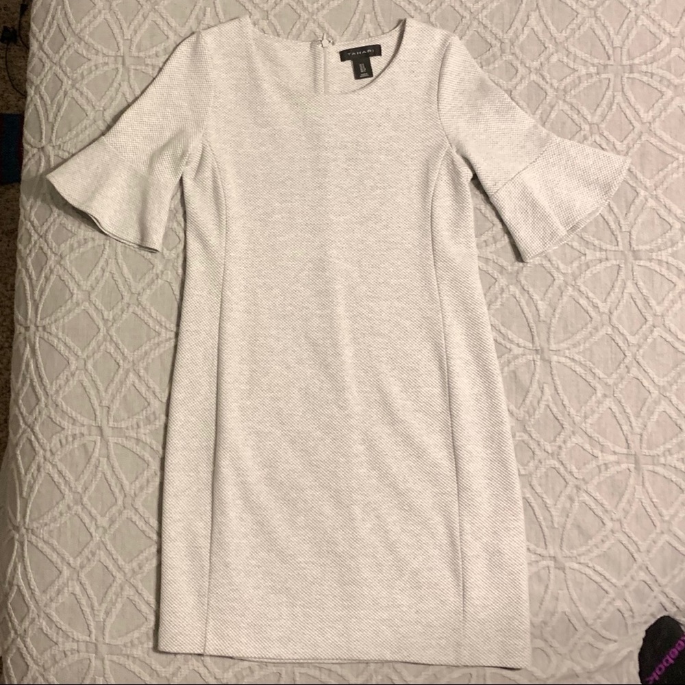 Tahari grey dress with sleeves
